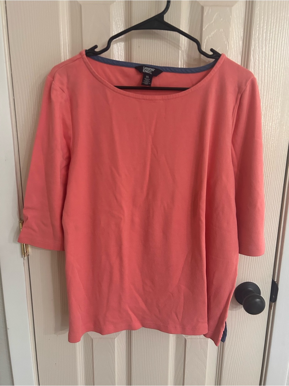 Lands' End Coral Short-Sleeve Boatneck Top